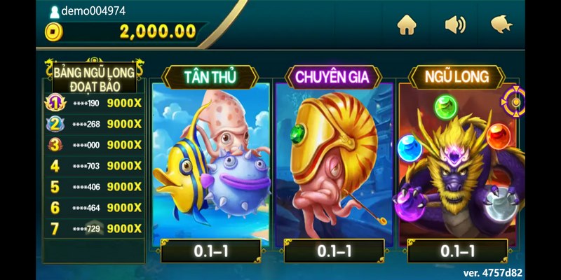 3 phòng chơi của game 5 Dragon Fishing 